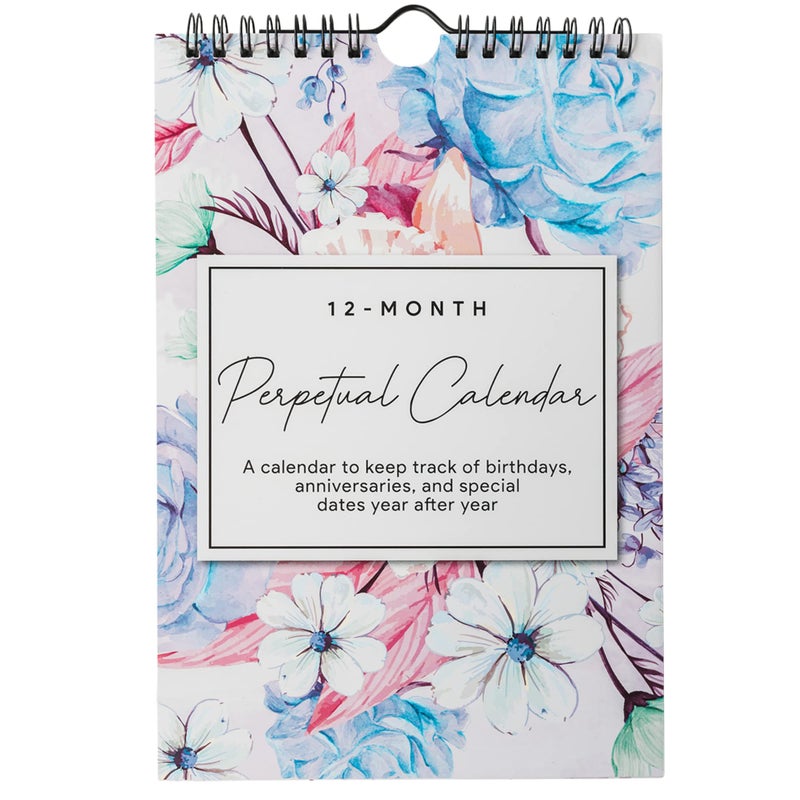 Paper 'n Such Perpetual Floral Wall Calendar for Birthdays and Anniversaries -12 Months - Dates to Remember Book - Journal for Important & Special Days - Wall Hanging Date Organizer 6 x 9 inches - Image 1